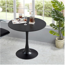 HFFAIWM Modern Round White Top Table Simple Leisure Dining Table Nordic Coffee Table Milk Tea Negotiating Table Tulip Balcony Small Round Table and Chairs (Size: 70 cm, Colour: Black)