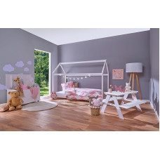 Inter Link - Henning Children's Furniture Set - Made of Solid Wood - 2 Benches - 1 Table - Offers 4 Seats - Painted White