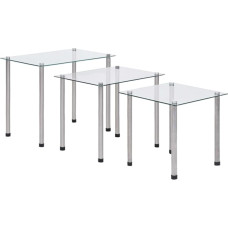 LLEZKBR Tables, Accent Tables, End Tables, Nesting Tables, Set of 3, Clear Tempered Glass