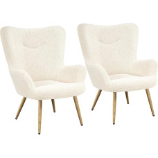 Yaheetech Wingback Chair Set of 2 Elegant Armchairs Upholstered Chairs with Folding Backrest Recliner Chair up to 136 kg Load Capacity Armchair for Living Room / Bedroom