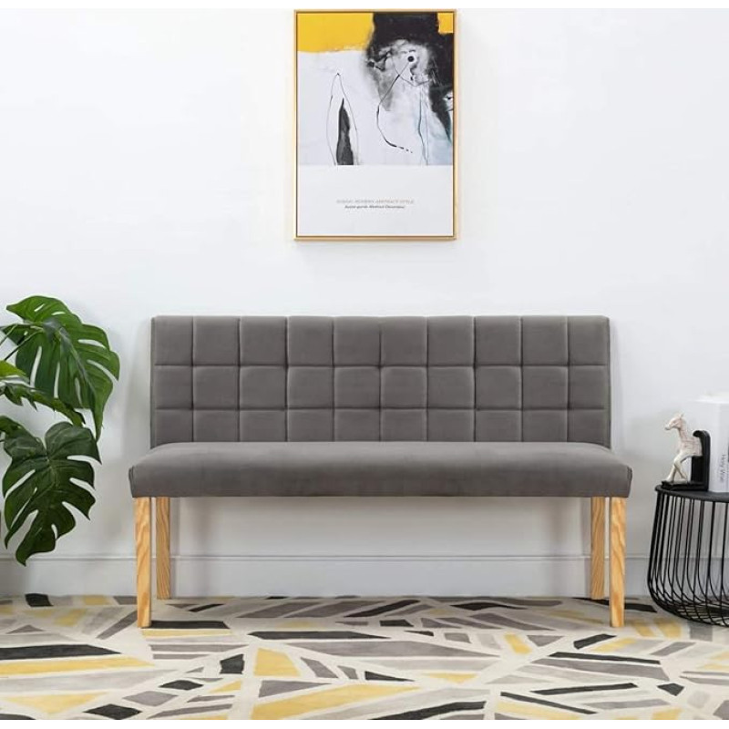 qohoio Bench 140 cm Grey Velvet Corner Bench Dining Room Entryway Bench Dining Room Bench Kitchen