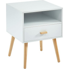 BAÏTA - Ulos Bedside Table White and Wood