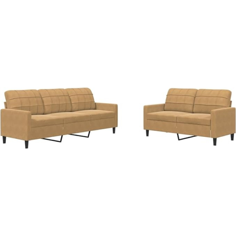 vidaXL 2-Piece Sofa Set with Cushions Brown Velvet