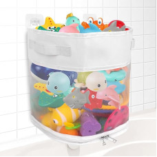 Dreamtop Badespielzeug-Organizer, Badespielzeug-Aufbewahrung, große Öffnungen, Badespielzeug, ordentlich, Kinderspielzeug, Aufbewahrung, Duschspielzeughalter mit 4 starken, selbstklebenden Haken