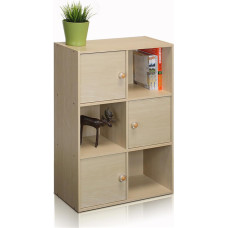 Furinno 11189SBE Pasir 3 Tier Shelf with 3 Door/Round Handle, Steam Beech