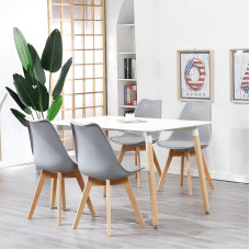 DEYARNA HOME Dining Table with 4 Chairs Set, Dining Room Table and 4 Scandinavian Dining Room Chairs for Dining Room, Kitchen, Living Room, Office (Grey) Table Size: 110 x 70 x 74 cm