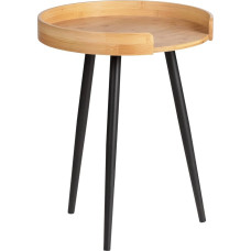 WENKO Loft Side Table, Small Coffee Table Made of Sustainable Bamboo and Metal, Cool Industrial Design for Kitchen, Hallway, Living Room, Round Bedside Table, Diameter 40 x 50 cm, Matte Black