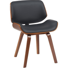 CLP Beverley Dining Room Chair Faux Leather Upholstered Wooden Kitchen Chair with Backrest Armchair Padded Colour: Walnut / Black