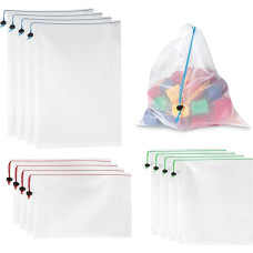 OUZHOU 12 Stück Spielzeug-Aufbewahrung, umweltfreundliche Netzbeutel, waschbare Aufbewahrungsbeutel für Spielzeug, mit Kordelzug für Obst, Gemüse, Lebensmittel, Einkaufen, Aufbewahrung und Spielzeug,