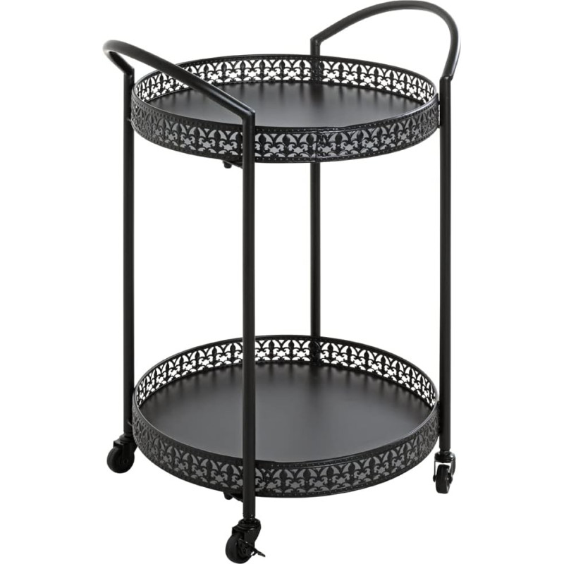 HAKU Möbel Art Deco Serving Trolley Black Metal Dimensions: W 51 cm x H 71 cm x D 42 cm