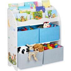 Relaxdays Children's Shelf, 4 Boxes, Campfire Motif, Toy Storage, Children's Room Shelf, HBT 98 x 82.5 x 30 cm, Colourful, Pack of 1