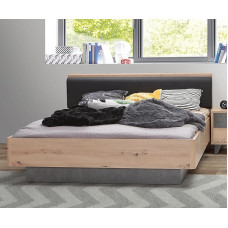 Forte Raven Youth Bed 140 150, Lying Surface: 140 cm x 200 cm, Teenager's Room, Children's Room, Wood Composite, Artisan Oak Wood Decor/Concrete Look, Dark Grey, 146.2 cm Wide x 87.7 cm High x 209.6