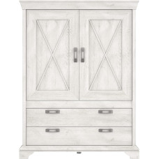 Forte Kashmir Highboard with 2 Doors and 2 Drawers, Wood, Pine White, W x H x D: 123 x 162.3 x 48.2 cm