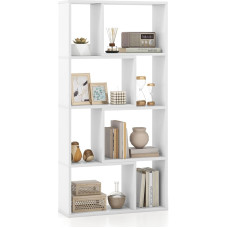 GIANTEX Bookcase with 8 Compartments, Room Divider Shelf 60 x 20 x 120 cm, Wooden Standing Shelf with 2 Tilt Protection Devices, Cube Shelf for Living Room and Children's Room (White)