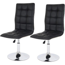 Mendler HWC-C41AM Set of 2 Dining Room Chairs, Kitchen Chairs, Height-Adjustable, Rotatable, Faux Leather, Black