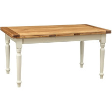 Biscottini L3904-BNT – Extending Table made of solid Basswood, Country-Style Antique Frame and tabletop with a Natural Finish, 160 x 90 x 80 cm, White