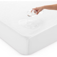 Todocama 3005 Adjustable Terry Towelling Waterproof and Breathable Mattress Protector (All Sizes Available) (Bed 160 x 190/200 cm) White