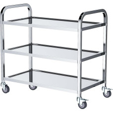 VELPAX Großer Edelstahl-Allzweckwagen mit 3 Ebenen, Küchenrollwagen, Restaurants, Servierwagen für Küche, Hotels