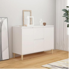 Homvdxl Sideboard Buffet Cabinet, Modern 2 Drawers Buffet Table with 2 Doors Cabinets, 104 cm Wide Storage Cabinet Living Room Dining Room Furniture, Wooden Legs - White