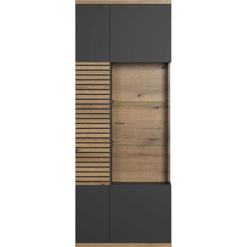 trendteam smart living - Living Room Cabinet - Norris - Assembled Dimensions (W x H x D) 80 x 205 x 37 cm - Colour Anthracite with Coast Evoke Oak - 230213384