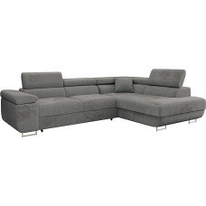 Mirjan24 Torezio Corner Sofa with Bed Box, Adjustable Headrests, Sofa with Sleep Function, Corner Couch for Living Room, Upholstered Corner, L-Shape Couch with Bed Function (Manila 16, Side: Right)