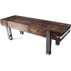 CHYRKA® Brown Loft Bench Solid Wood Vintage Bar Industrial Design Handmade Wood Metal (28 cm x 80 cm H = 45 cm)