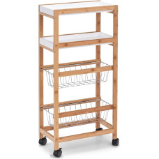 ZELLER PRESENT - desserte etroite rangement cuisine bois bambou blanc zeller