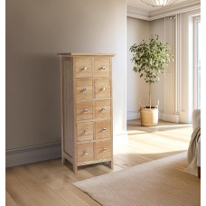 Hallowood Furniture CA5006 Camberley CD DVD Media Cabinet Solid Oak 10 Drawer Storage Unit