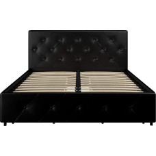 DHP Dakota Bed with Storage Black PU Double