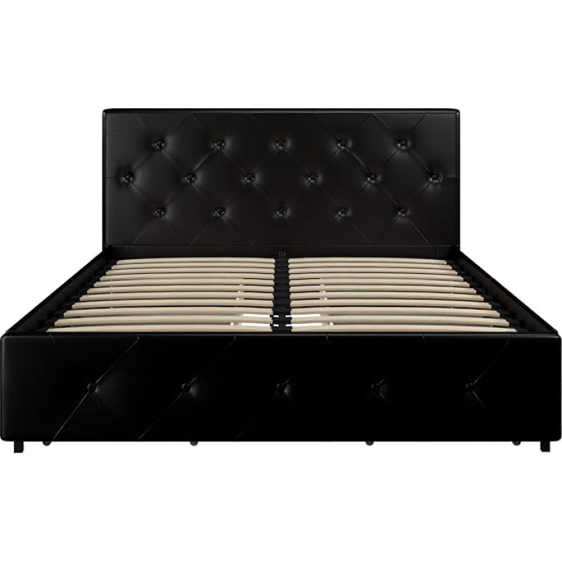 DHP Dakota Bed with Storage Black PU Double