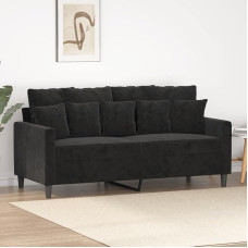 Snsowed 359308 2-Seater Sofa, Black, 140 cm, Velvet, Lounge Sofa, Sofas & Couches, Relaxing Sofa, Couch for Living Room