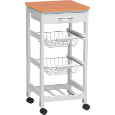 Kit Closet 7040028002 Kitchen Trolley with Baskets and Wine Rack Wood