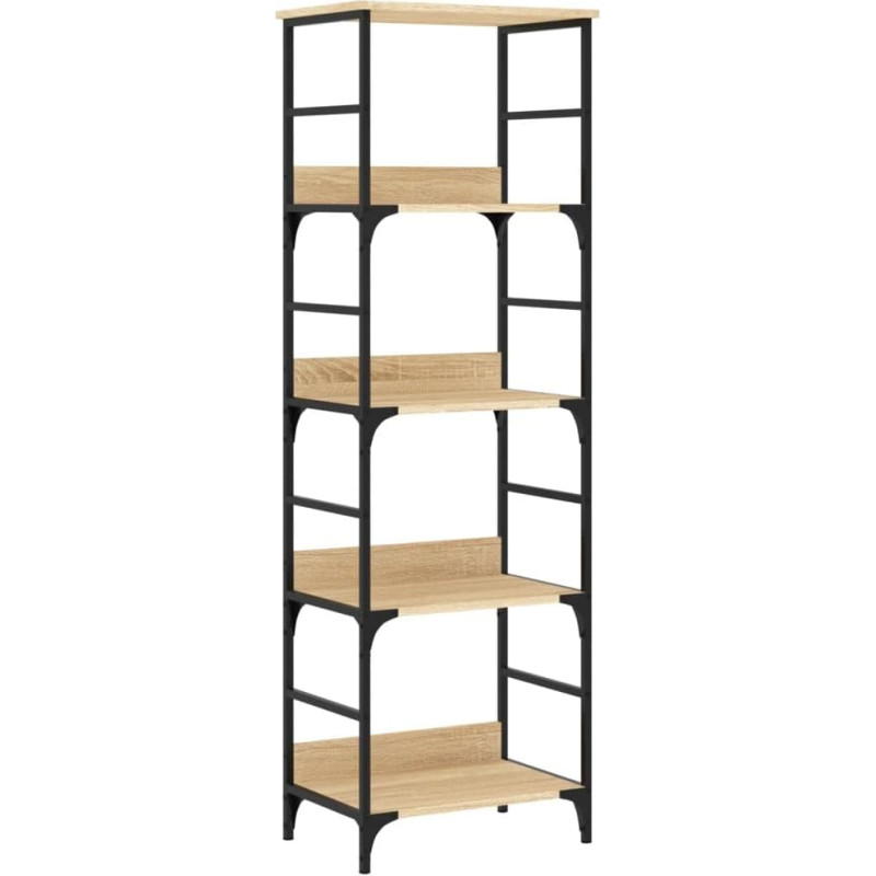 vidaXL Bookcase, Bookcase with 4 Compartments, Shelf with Adjustable Legs, Standing Shelf, Filing Shelf for Living Room, Office, Sonoma Oak Wood Material