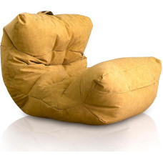 Aiire Relaxo XXL Bean Bag for Cuddly Corner, Bean Bag Design Made of Faux Leather with Filling, Giant Bean Bags Adults, Seat Bag Fluffy Floor Cushion, Coarse Floor Chair, Floor Chair, Yellow