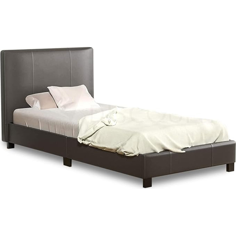 3ft Single Faux Leather Bed Frame in Black Prado by Comfy Living