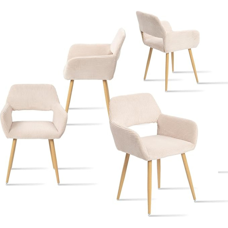 MEUBLE COSY Dining Room Chairs, Set of 4, Kitchen Chairs, Upholstered Chairs, Living Room Chairs, Armrests with Armrests, Corduroy