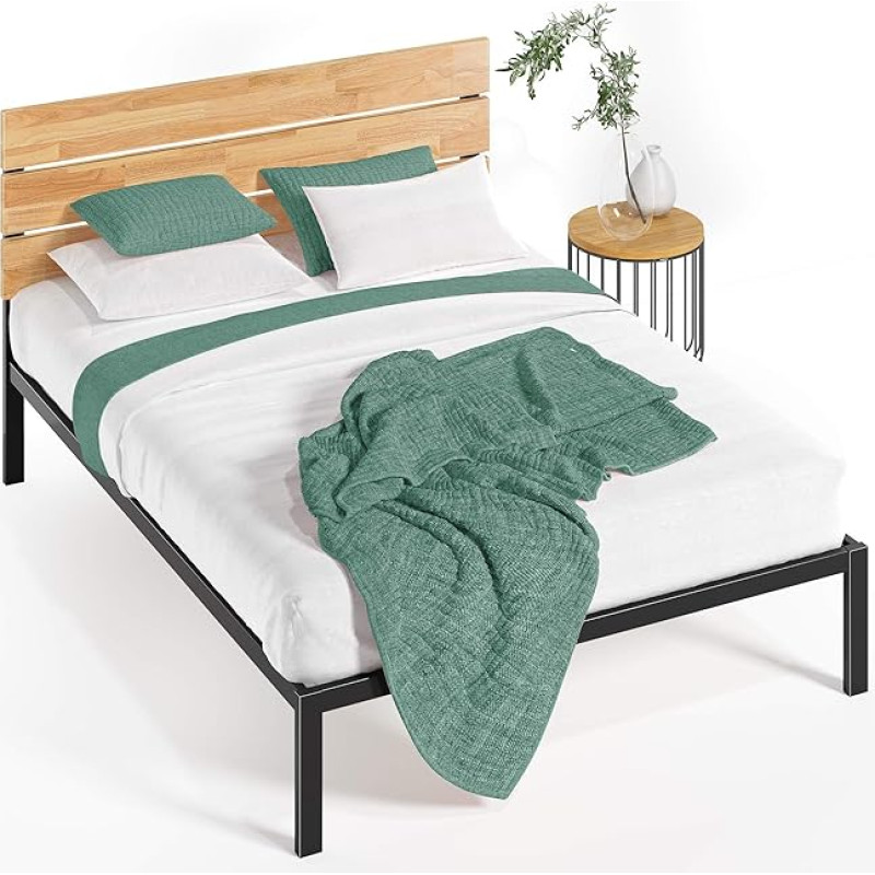 Zinus EU-HBPBA-14J Platform Bed with Wood Slat, Metal, Single