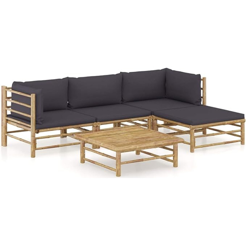 Festnight Garden Lounge Furniture, Patio Garden Furniture Set, Bamboo Garden Lounge Sofa, Outdoor Couch Set, Garden Sofa Set, Patio Furniture 5-Piece