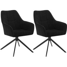 WOLTU Dining Room Chairs Swivel Set of 2 for Dining Room Living Room Kitchen Kitchen Chairs Padded with Armrests Metal Legs Chenille & Corduroy Black
