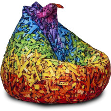 Ecopuf Oscar Modern Dg49 Bean Bag for Children, Armchair Stool Bean Bag with Filling, Deck Chair Puf Seat, Modern Polyester, 90 x 110 cm, Stones