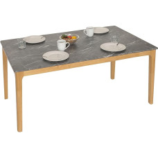 HWC-M55 Dining Room Table Solid Wood HDF Laminate Melamine 135 x 80 cm Marble / Stone Look Light Legs