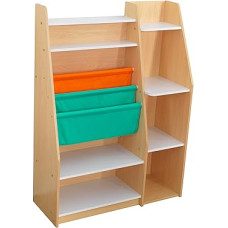KidKraft Pocket Wooden Bookcase with Storage Pockets, Children's Shelf with Storage Compartments, Toy Organiser, Nursery Furniture, 20309