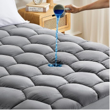 SONIVE Wasserdichte Matratzenauflage, ultra-flauschig, weiche Auflage, atmungsaktiv, geräuschlos, Premium-Alternative Füllung Topper für Super-King-Size-Bett, Grau 180x200 cm