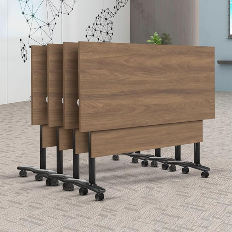 Mobiler Konferenztisch, klappbar, 155 cm, robuster Klapptisch mit Feststellrädern, platzsparendes Design für Büro und Klassenzimmer, tragbarer Konferenztisch