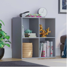 Vida Designs Durham Cube Bookcase Storage Organiser Living Room Bookcase Home Office Furniture (4 Cubes, Grey)