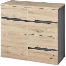 MEMPHIS Chest of Drawers in Artisan Oak Look, Graphite - Modern Chest of Drawers with Lots of Storage Space - 90 x 82 x 38 cm (W x H x D)