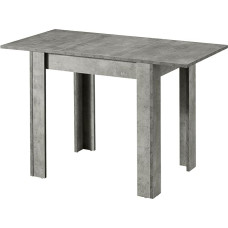 B&D home LIVIUS Extendable Dining Table, 80-120 x 60 cm, Modern Kitchen Table in Concrete Look, Space-Saving with Integrated Storage for Inserts, Wooden Table for Kitchen & Dining Room