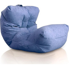 Aiire Relaxo XXL Bean Bag for Cuddly Corner, Bean Bag Design Made of Faux Leather with Filling, Giant Bean Bags Adults, Seat Bag Fluffy Floor Cushion, Coarse Floor Chair, Floor Chair, Blue