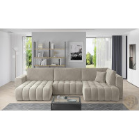 FRIDERIK-EU Corner Sofa with Sleep Function and Bed Box [Left - Beige] Living Room Furniture, Sofas & Couches, Corner Sofa, Corner Couch with Sleep Function, Sofa Bed with Bed Box