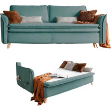 Sofa Bed with Bed Box, Sofa Bed Permanent Sleeper - Big Sofa with Sleep Function and Bed Box, Sofa Bed with Mattress Sofa Bed with Bed Box, Sofa Bed Extendable - Sofa Bed Pastel Blue